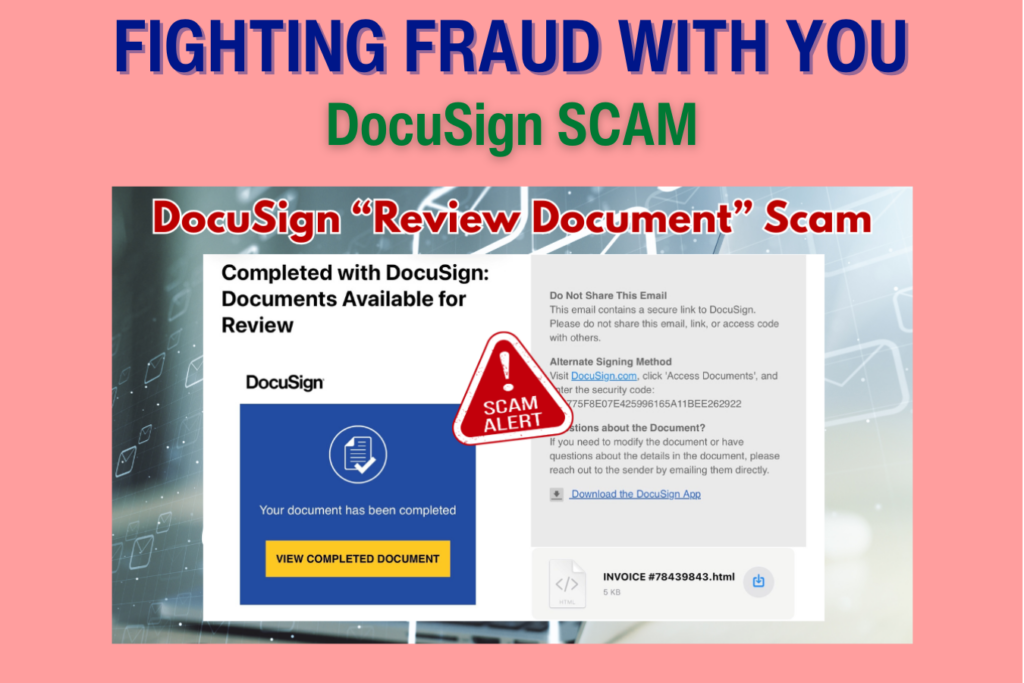 an example of a DocuSign Scam requesting you to Review Documents